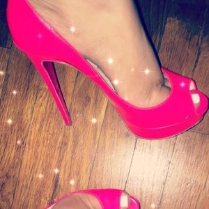 Christian Louboutin 37.5LADY PEEP ROSE  PATENT